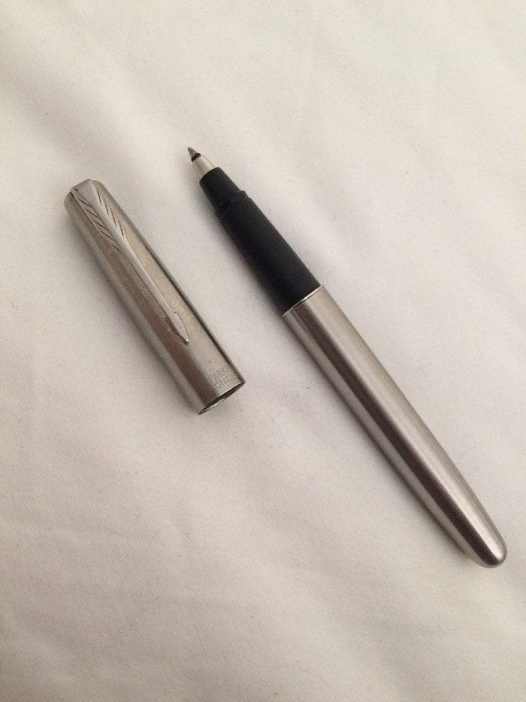 Vintage Parker Frontier Ball Point Pen Silver Chrome