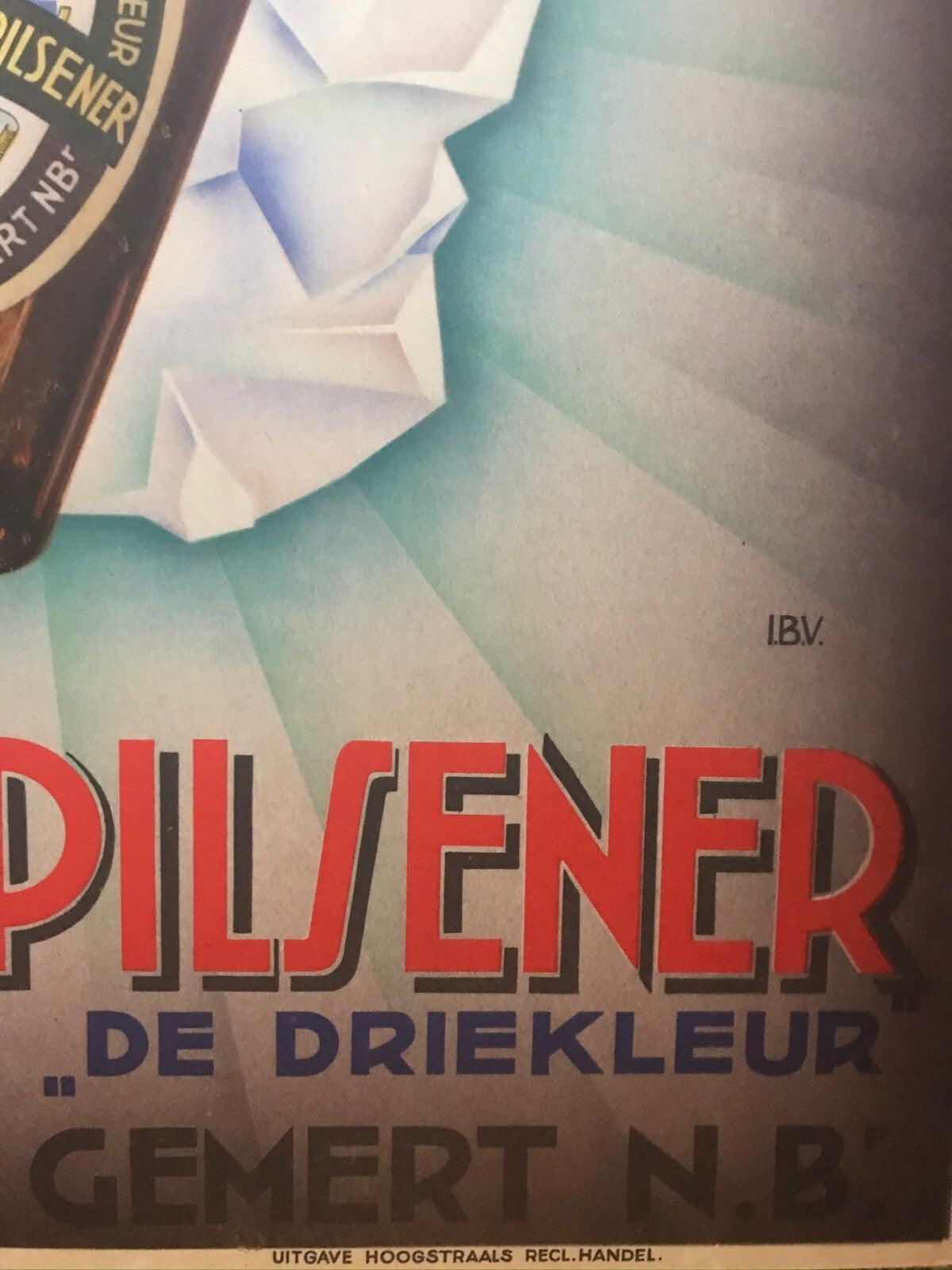 Original Vintage Dutch Advertising Poster Kristal Pilsener Beer Brewiana Lager