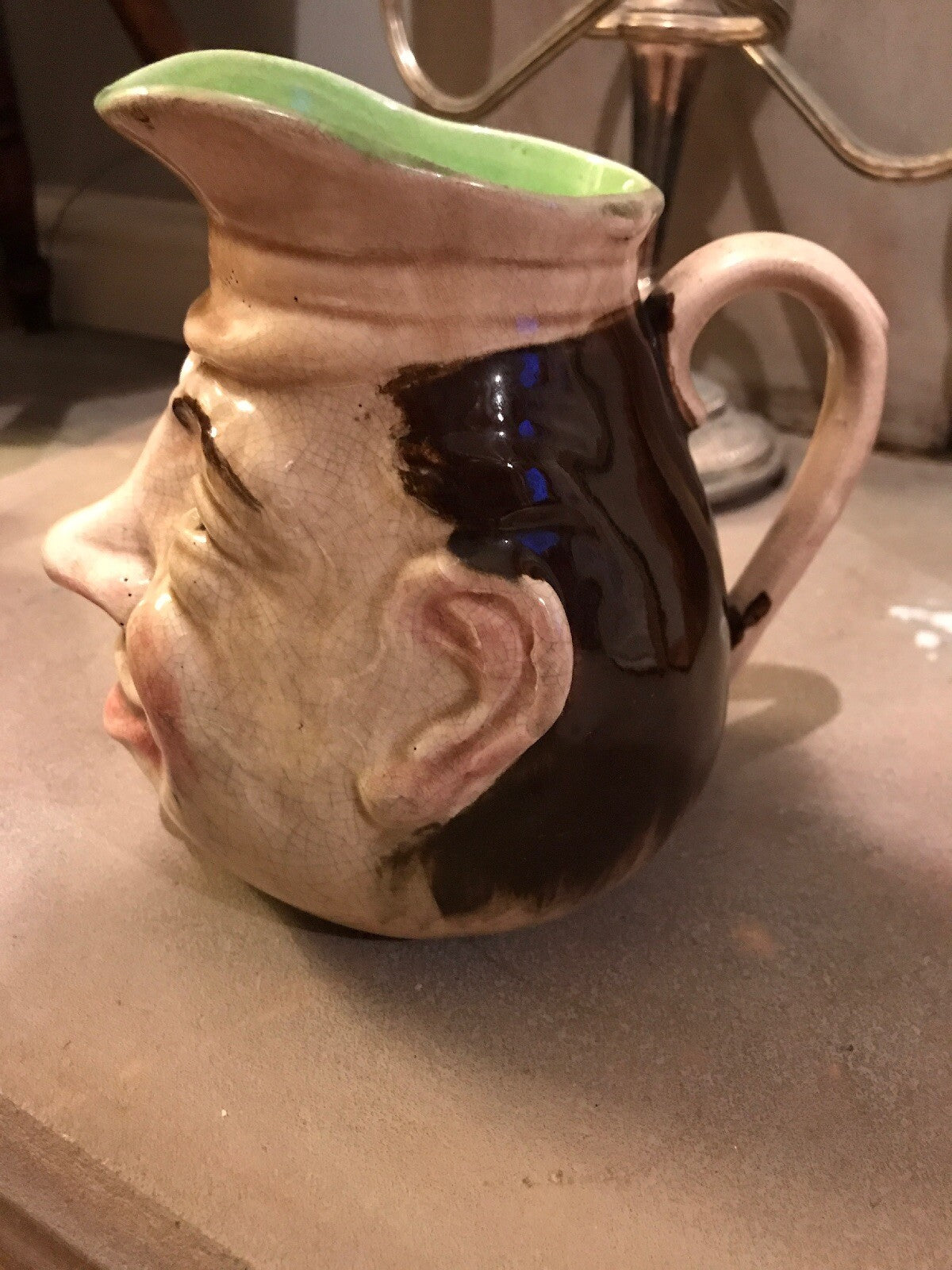 Antique Staffordshire English 19th Century Toby Jug Full Face Ceramic Pottery
