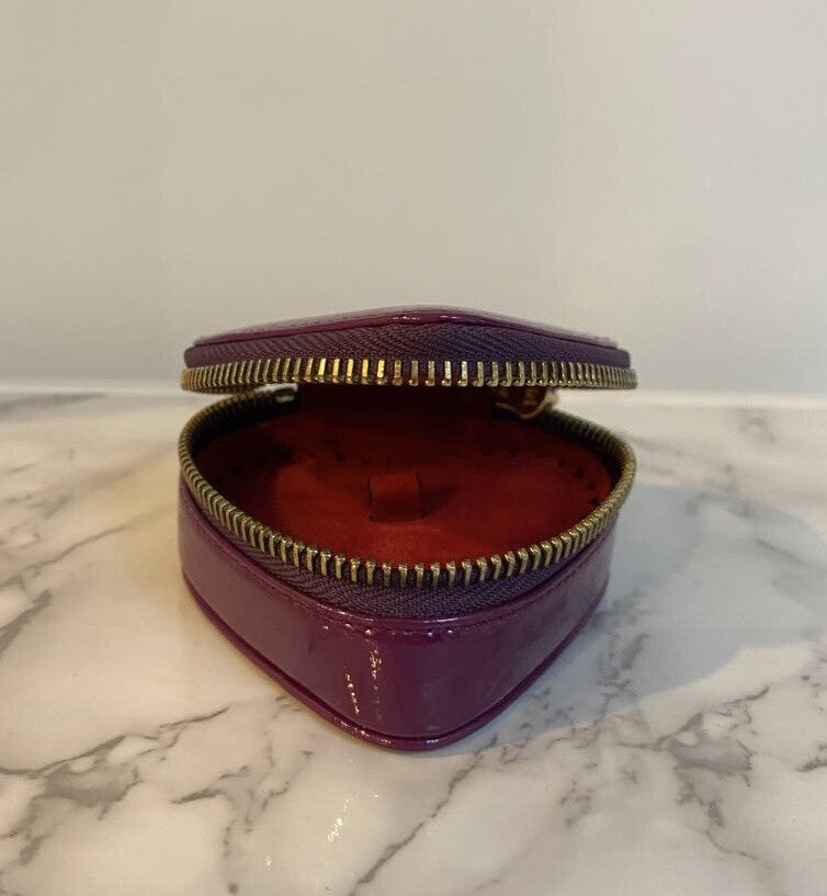 Authentic Valentines Day Mulberry Plaid Leather Heart Shaped Ring Box Designer
