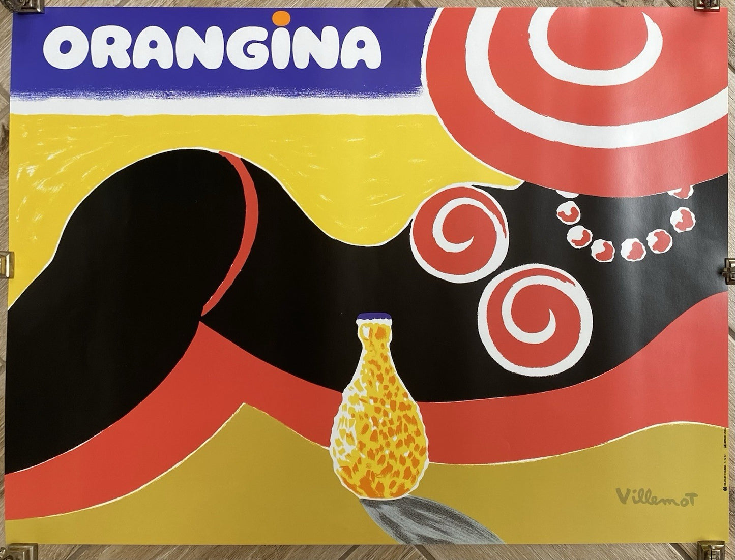 Original Vintage Orangina Drink Villemot French Advertising Affiche Plakat Beach