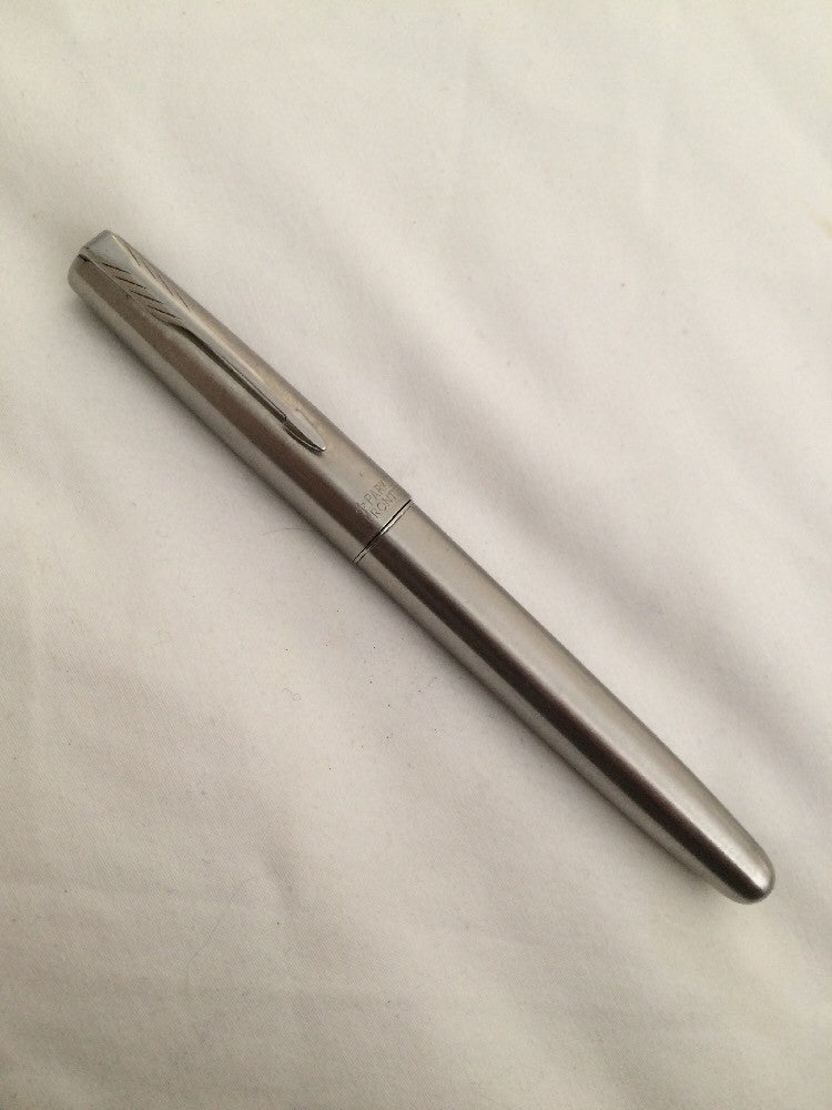 Vintage Parker Frontier Ball Point Pen Silver Chrome