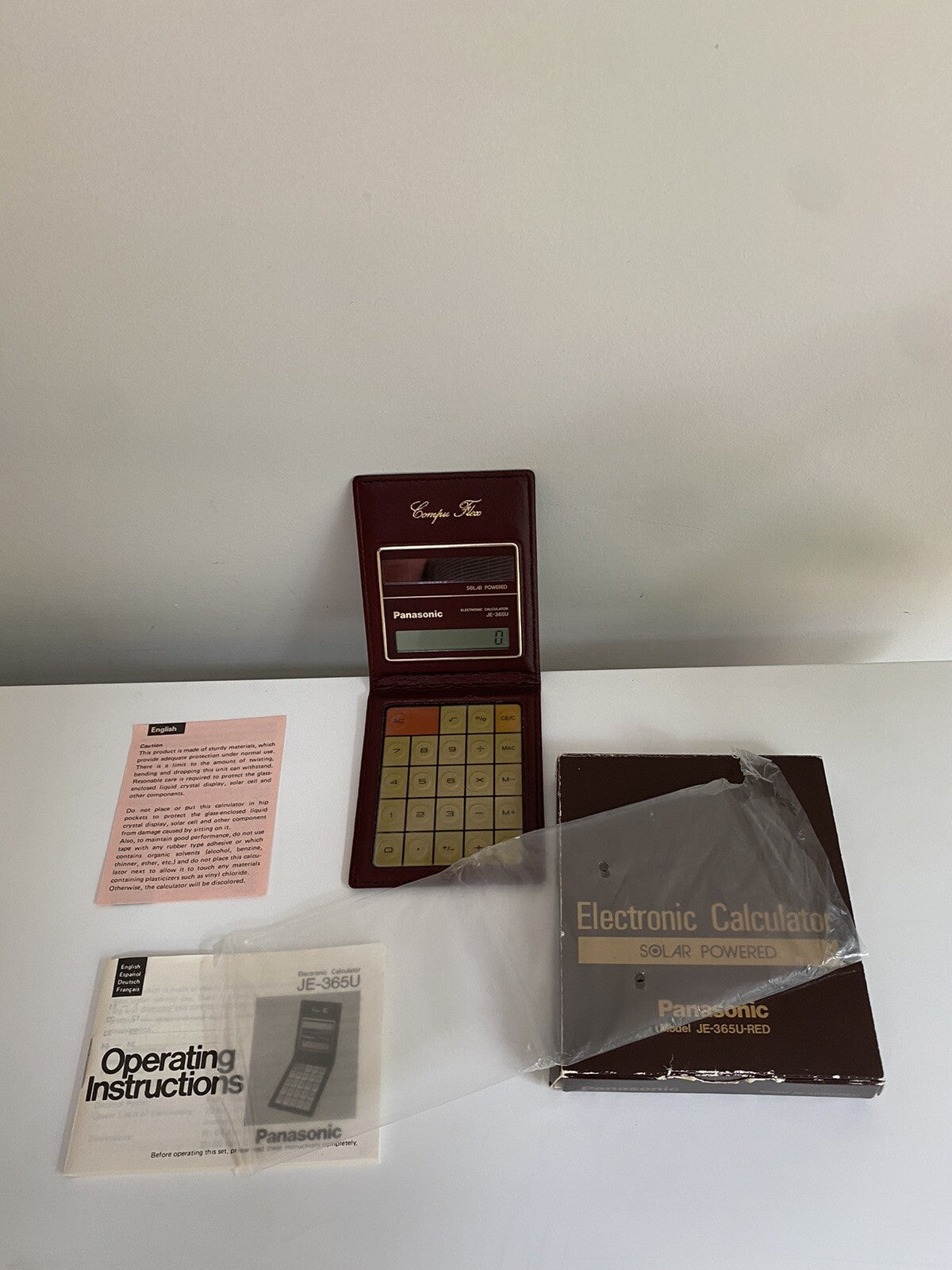 Vintage Panasonic Calculator JE-365U-RED Compu Flex Solar Powered Japan