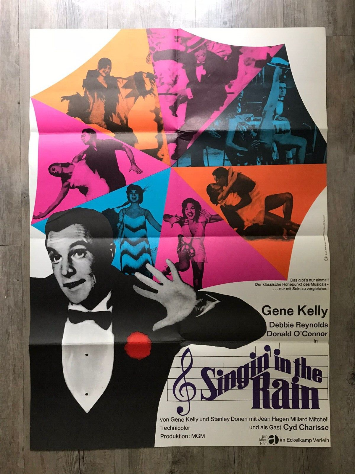 Orig Vintage Film Movie Poster Singin' in the Rain German Gene Kelly Cinema