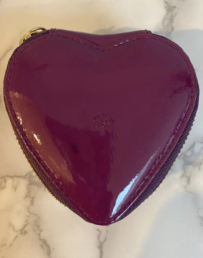 Authentic Valentines Day Mulberry Plaid Leather Heart Shaped Ring Box Designer