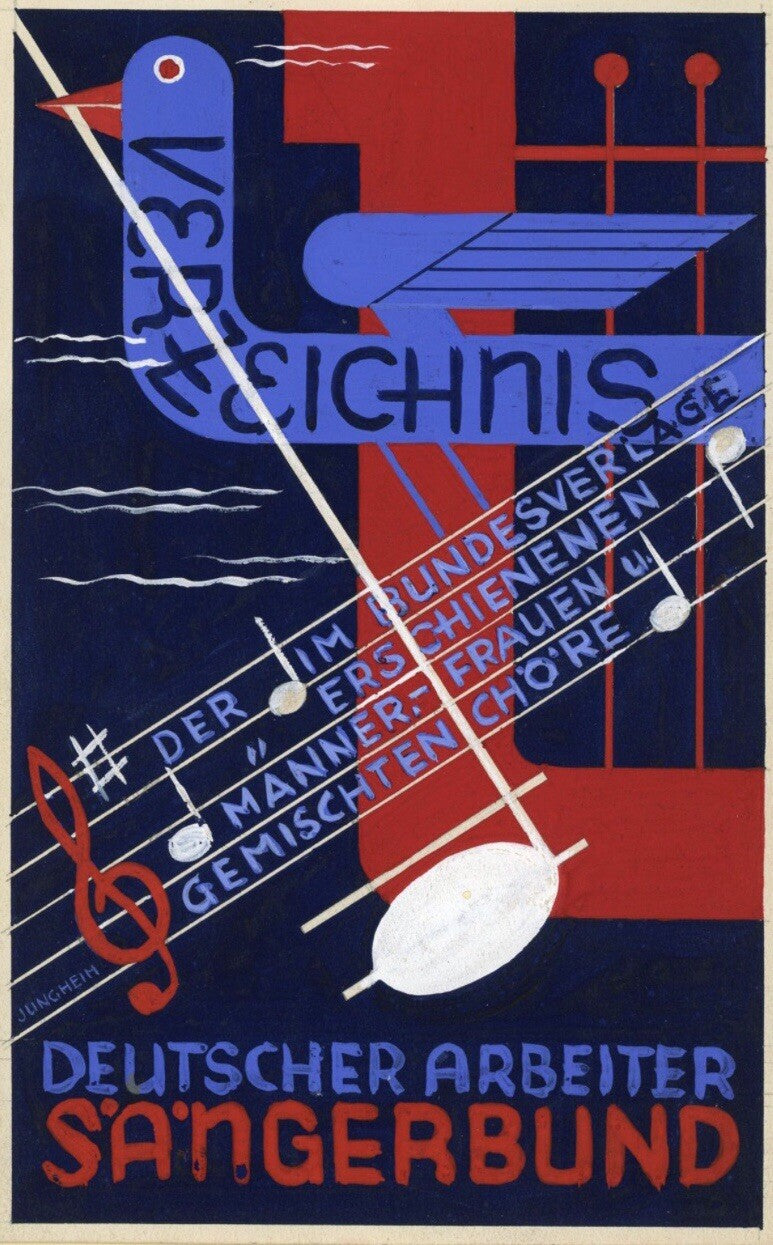 Original Vintage Hand Painted Poster Maquette Design Michael Jungheim Art Deco