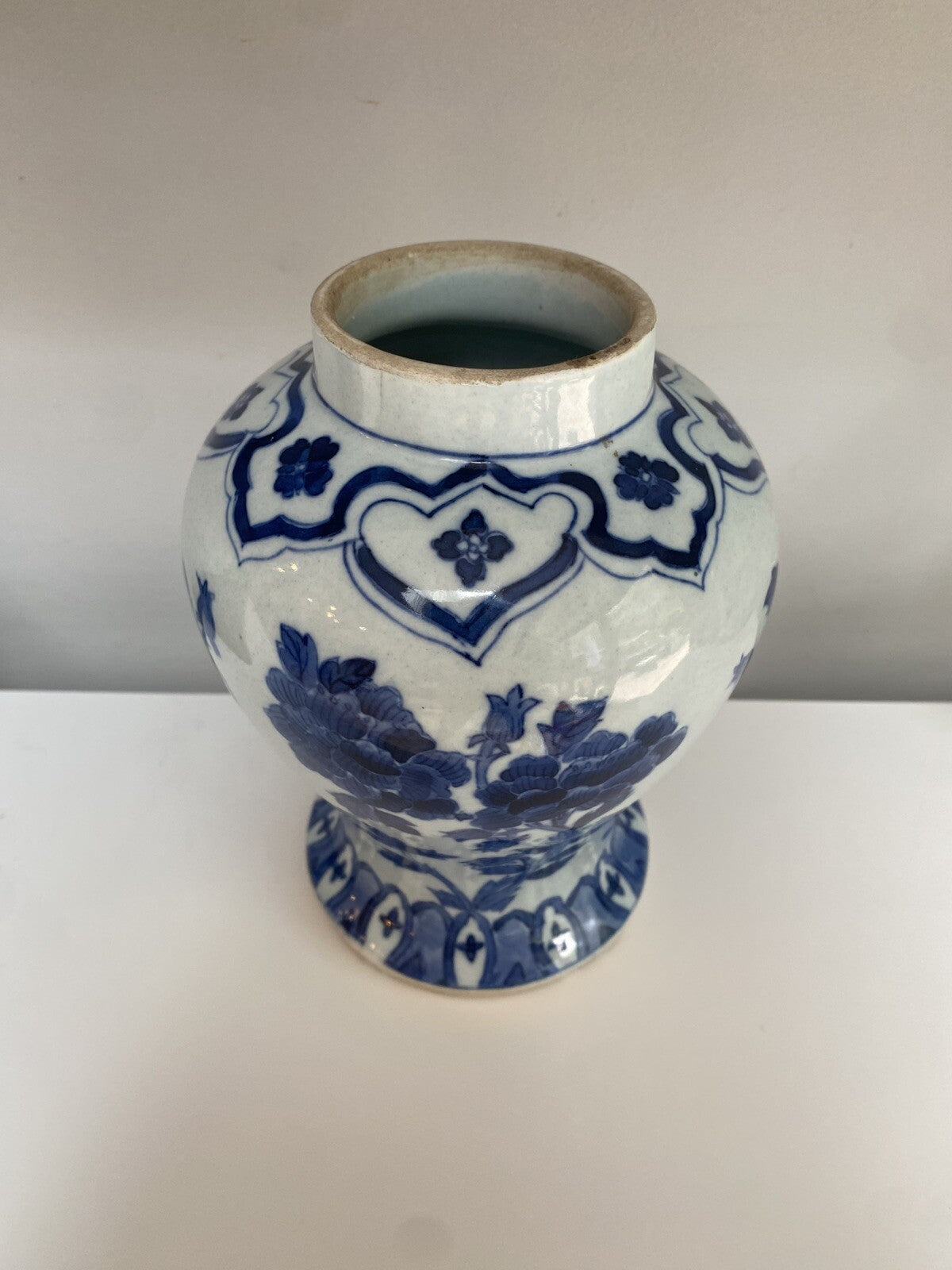 Chinese Antique Qing Dynasty Blue White Porcelain Vase Asian Ceramic Baluster