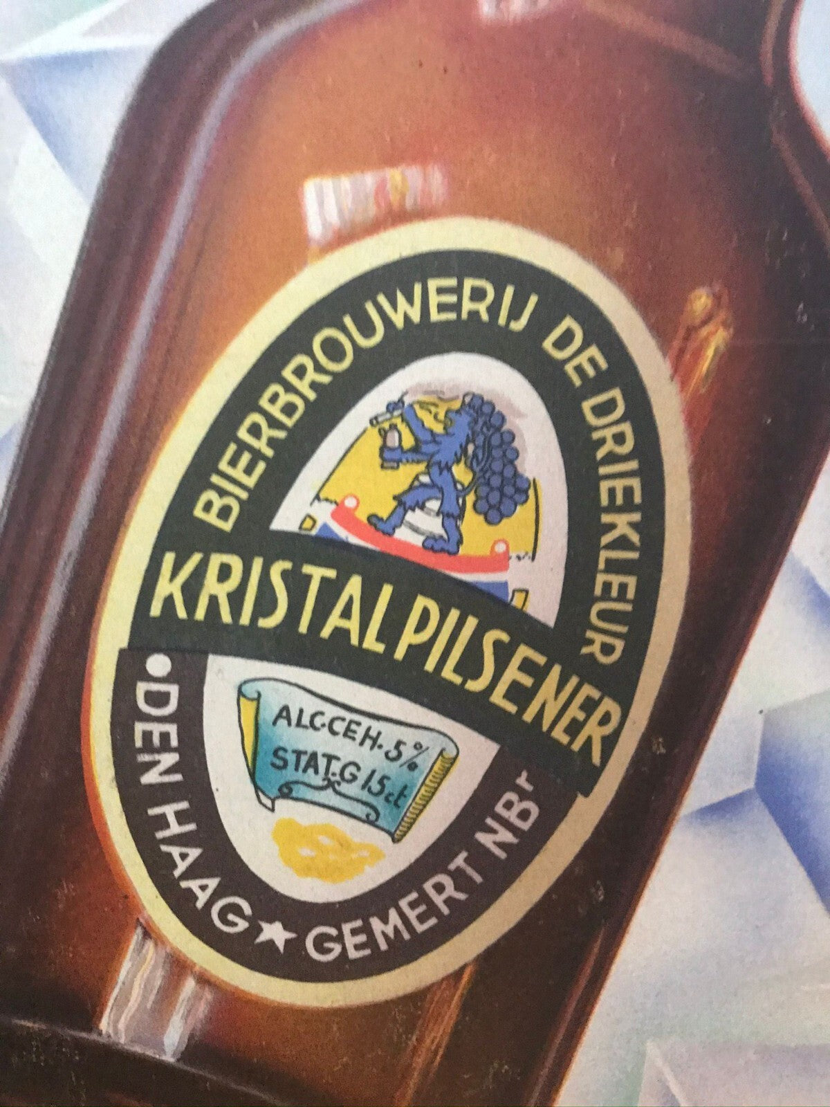 Original Vintage Dutch Advertising Poster Kristal Pilsener Beer Brewiana Lager