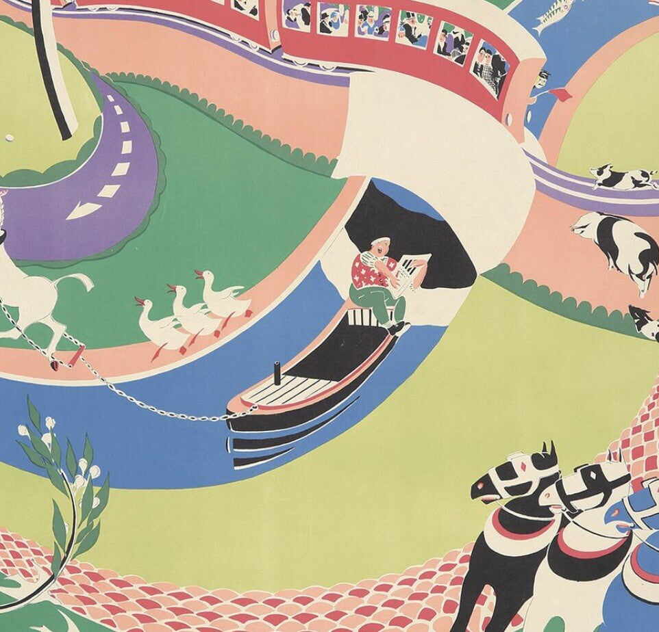 Original Vintage Art Deco 1933 London Transport Green Line Roy Meldrum Poster A-