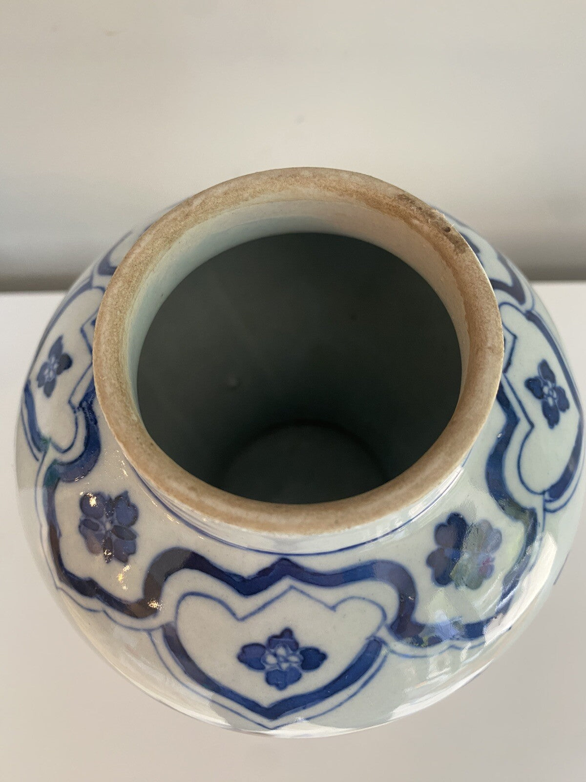 Chinese Antique Qing Dynasty Blue White Porcelain Vase Asian Ceramic Baluster