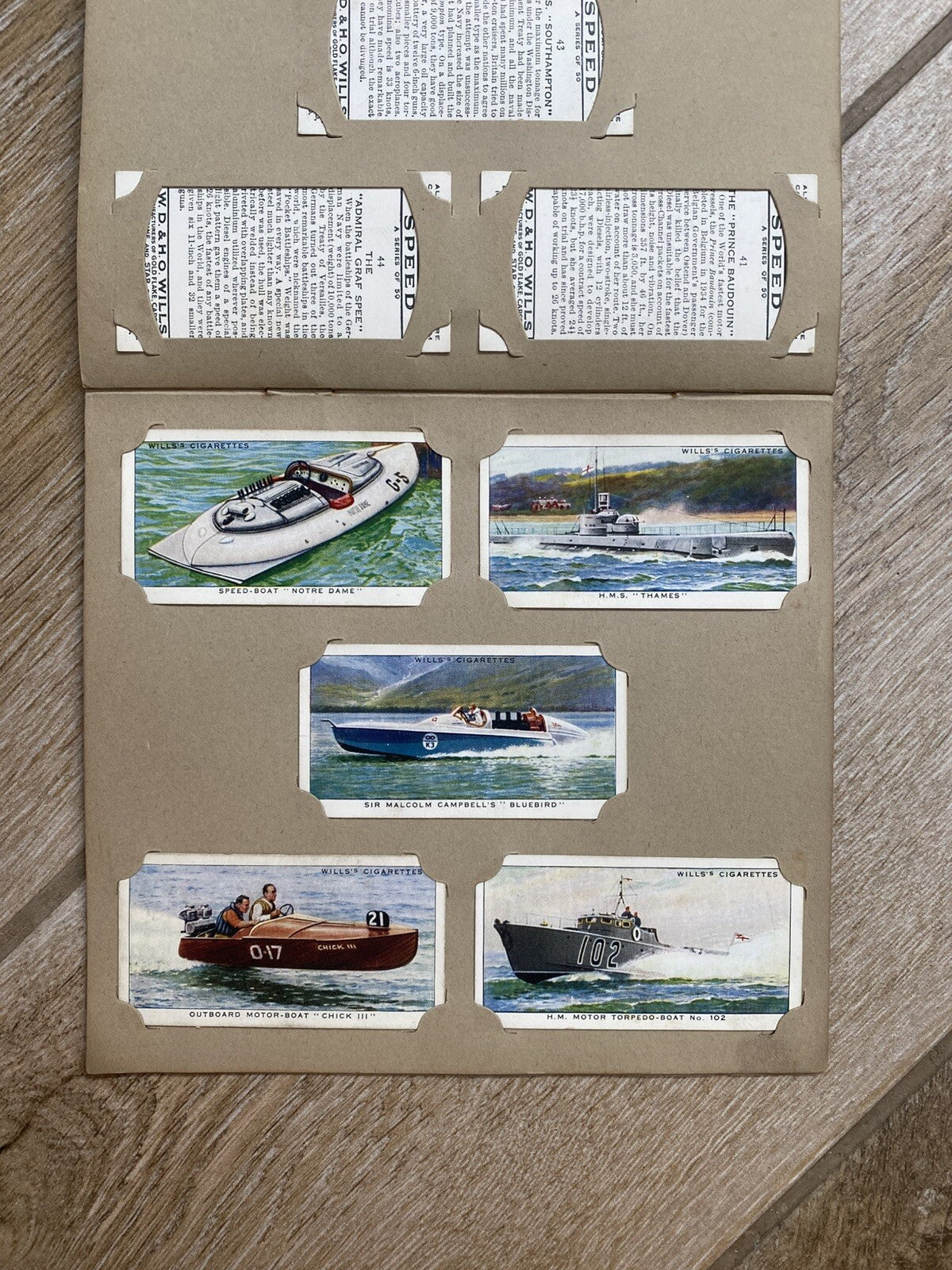 Cigarette 50 Card Set Wills’s Wills SPEED Car Boat Plane Record 1938 Complete