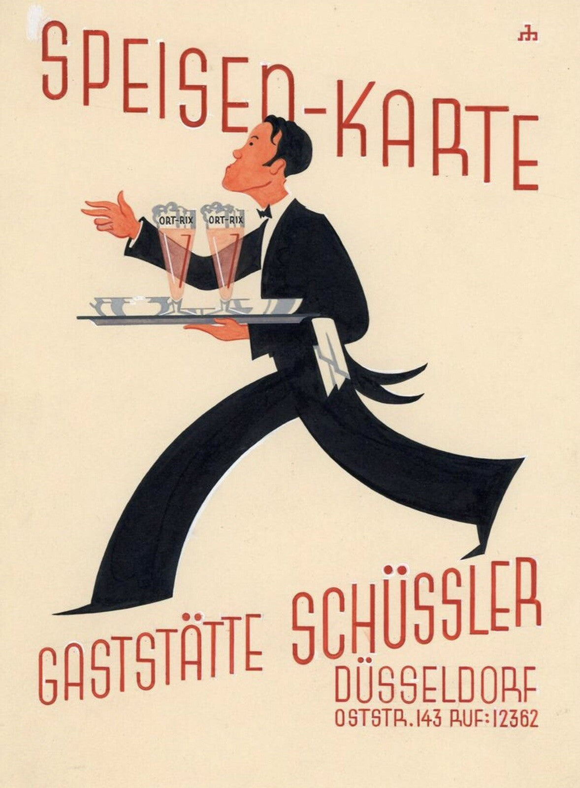 Original Vintage Hand Painted Poster Maquette Design Michael Jungheim Art Deco