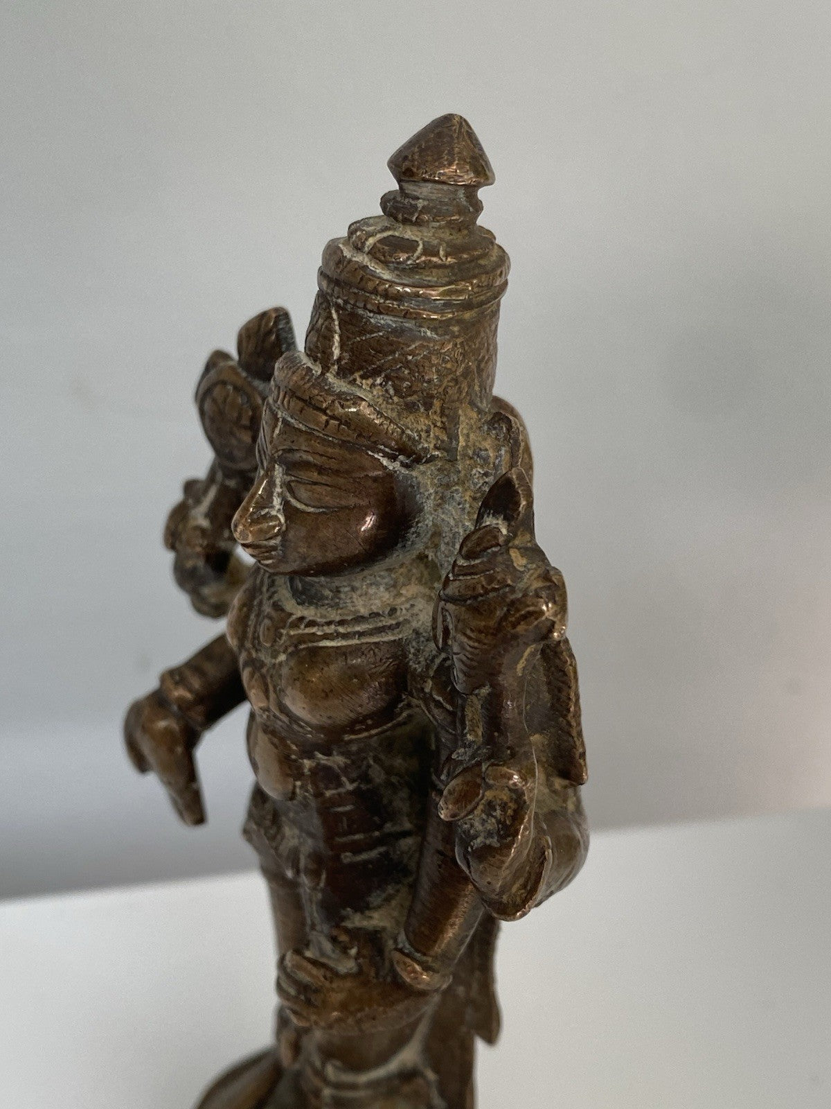 Antique Bronze Statue Vishnu Figure Sculpture 18th/ 19th Century Indian Hindu
