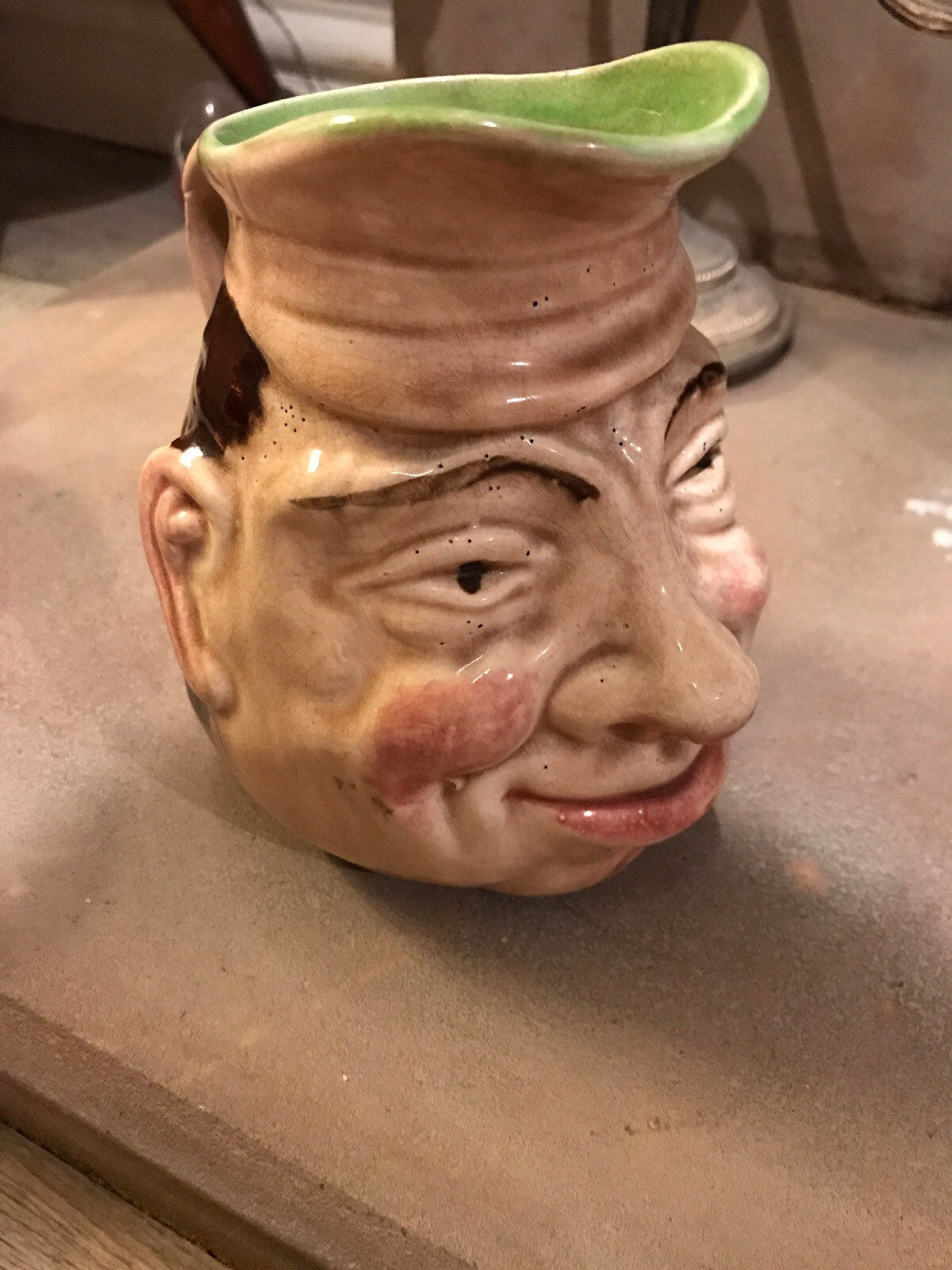 Antique Staffordshire English 19th Century Toby Jug Full Face Ceramic Pottery