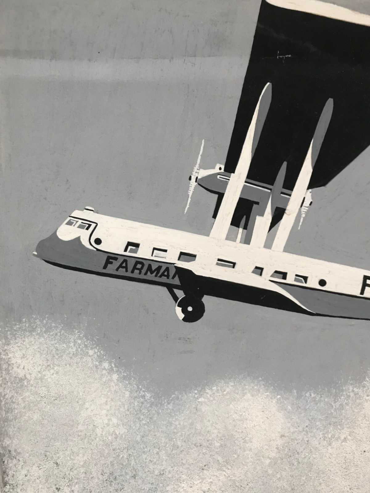 Original Vintage Hand Painted Maquette Art Deco Travel Aviation Aeroplane Poster