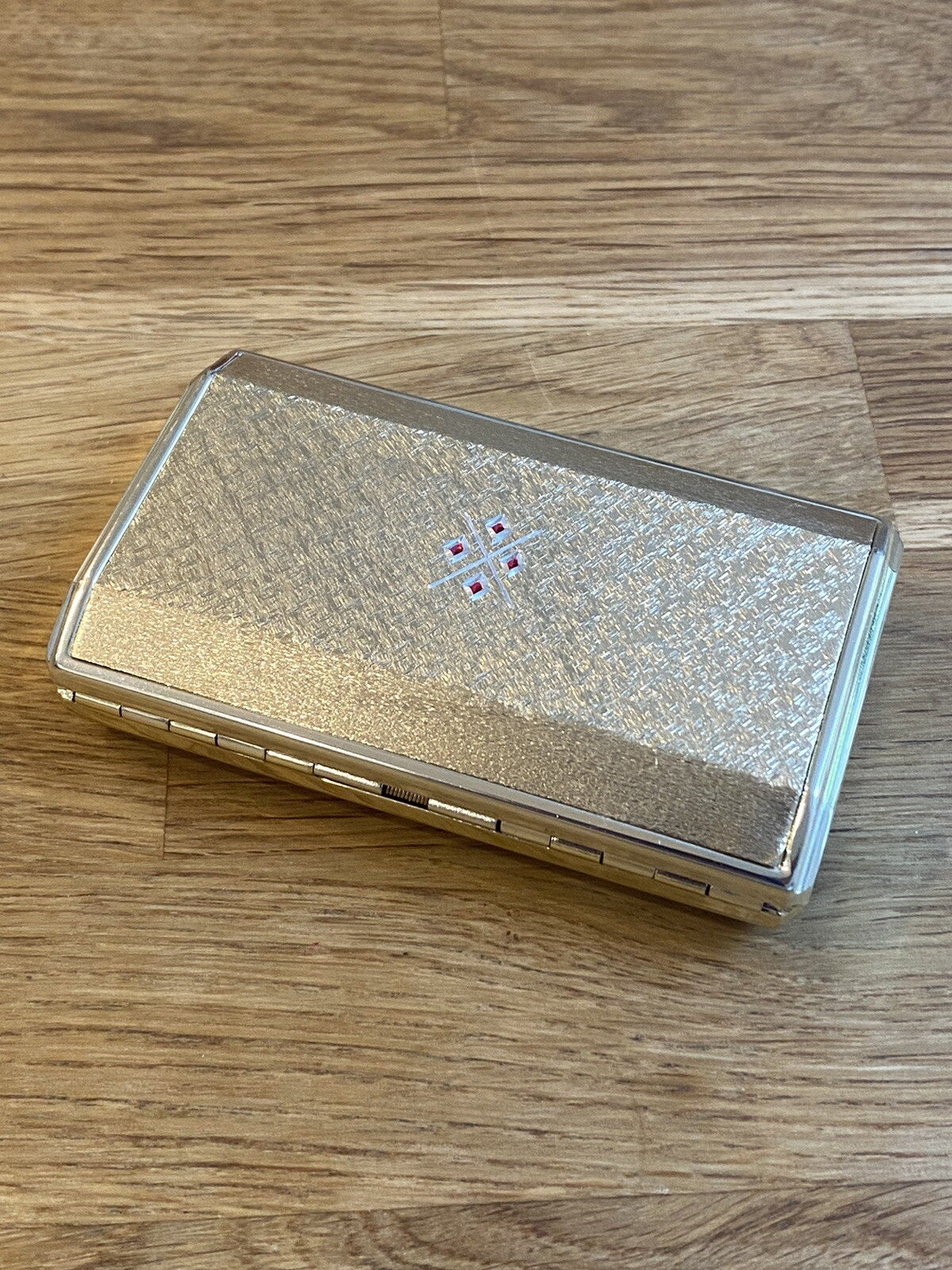 Stunning Rare Vintage Colibri Cigarette Vanity Case With Ruby Red Diamond Design