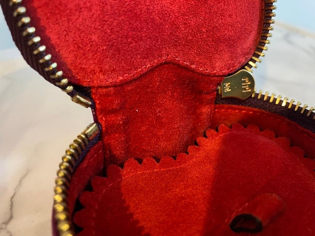 Authentic Valentines Day Mulberry Plaid Leather Heart Shaped Ring Box Designer