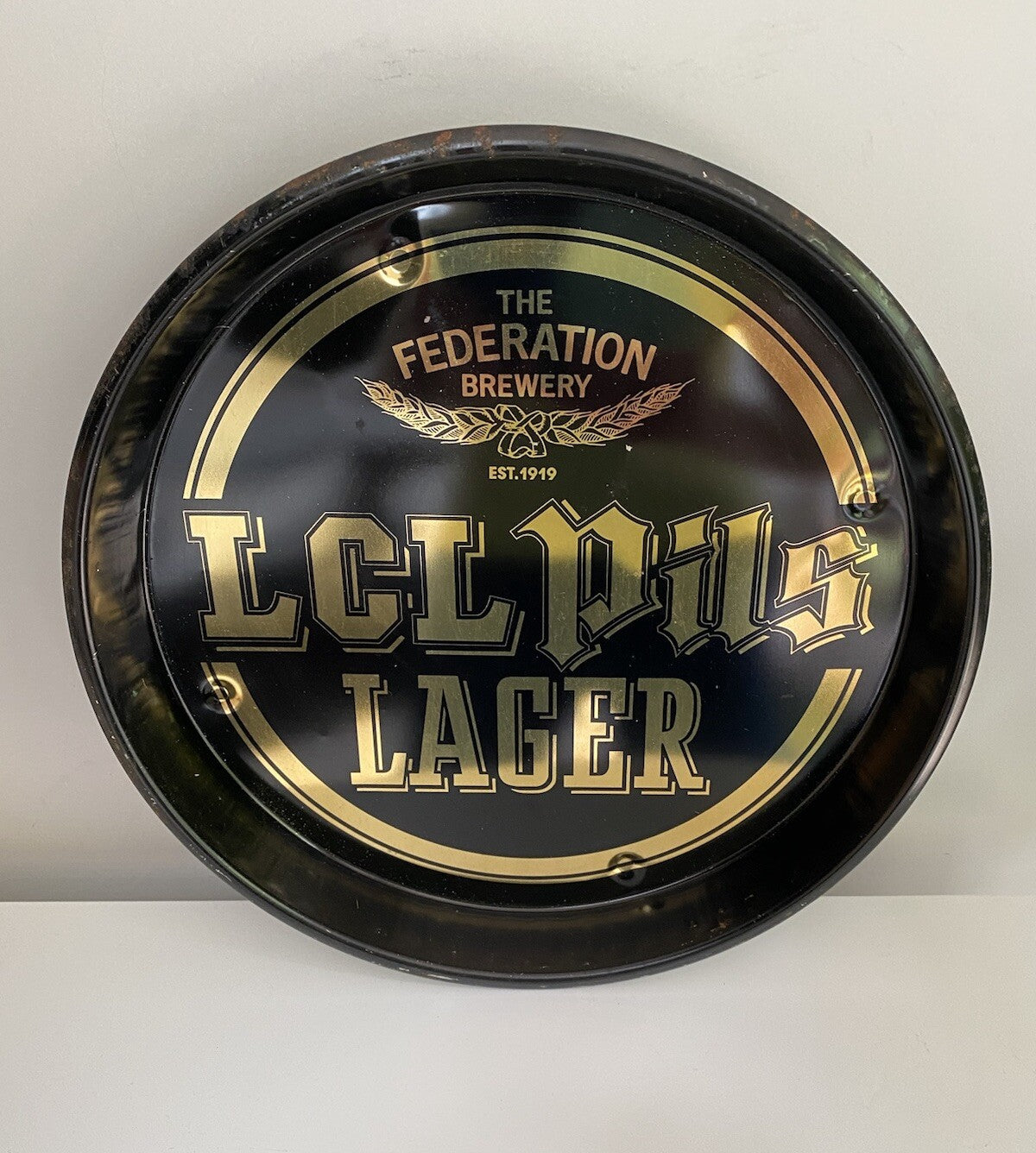 Federation Brewery LCL Pills Larger Tin Tray Beer Alcohol Brewiana Hops Pub Bar