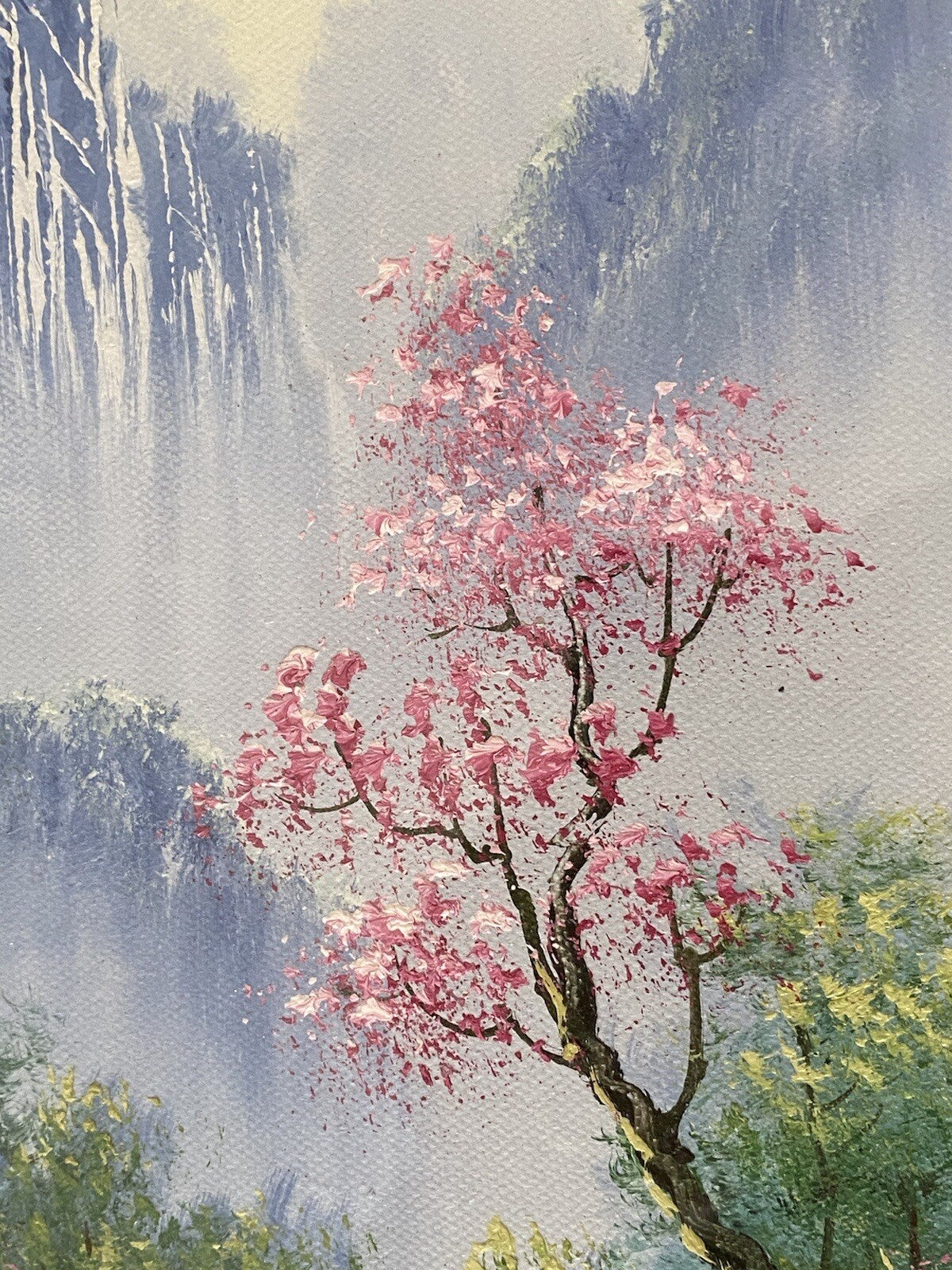 Vintage Chinese Landscape Oil Painting Huangshan Mountains 20th Century Asian