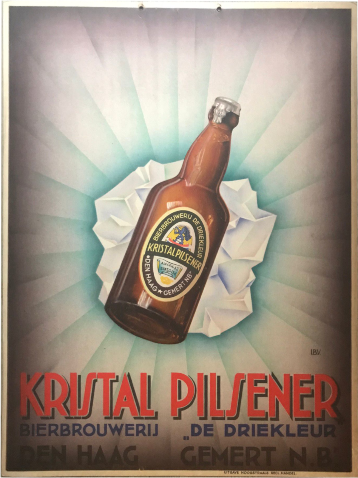 Original Vintage Dutch Advertising Poster Kristal Pilsener Beer Brewiana Lager