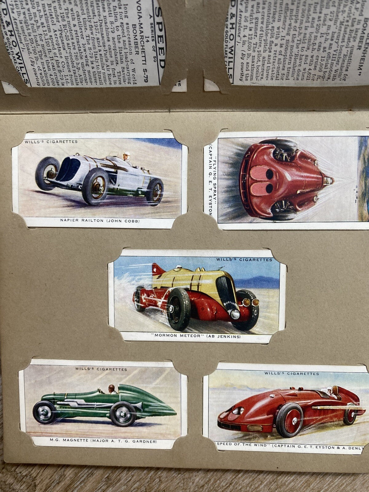 Cigarette 50 Card Set Wills’s Wills SPEED Car Boat Plane Record 1938 Complete
