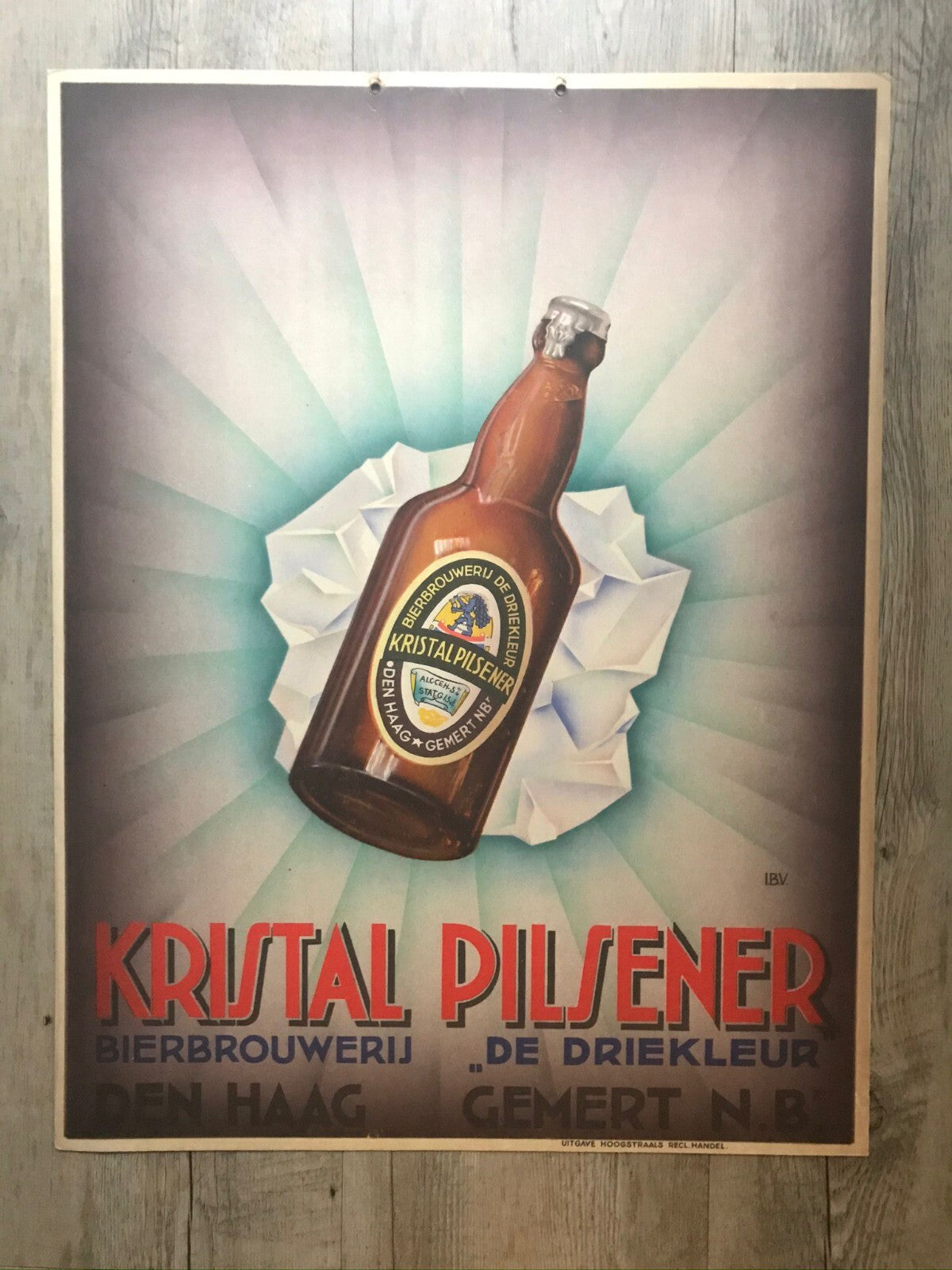 Original Vintage Dutch Advertising Poster Kristal Pilsener Beer Brewiana Lager