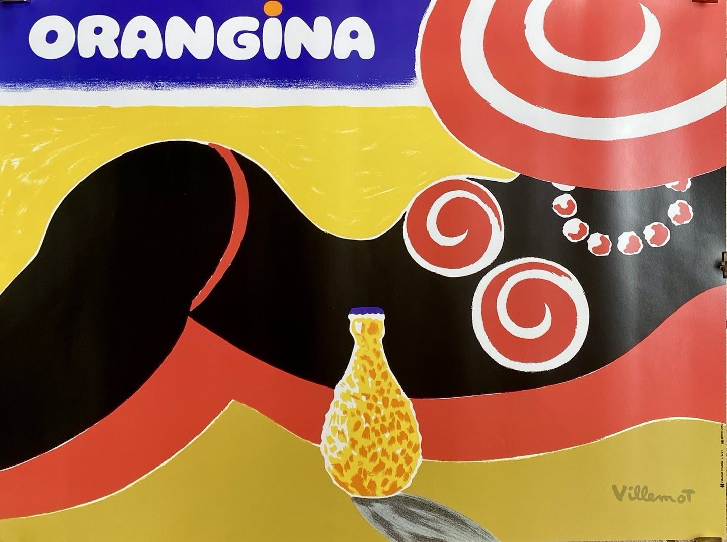 Original Vintage Orangina Drink Villemot French Advertising Affiche Plakat Beach
