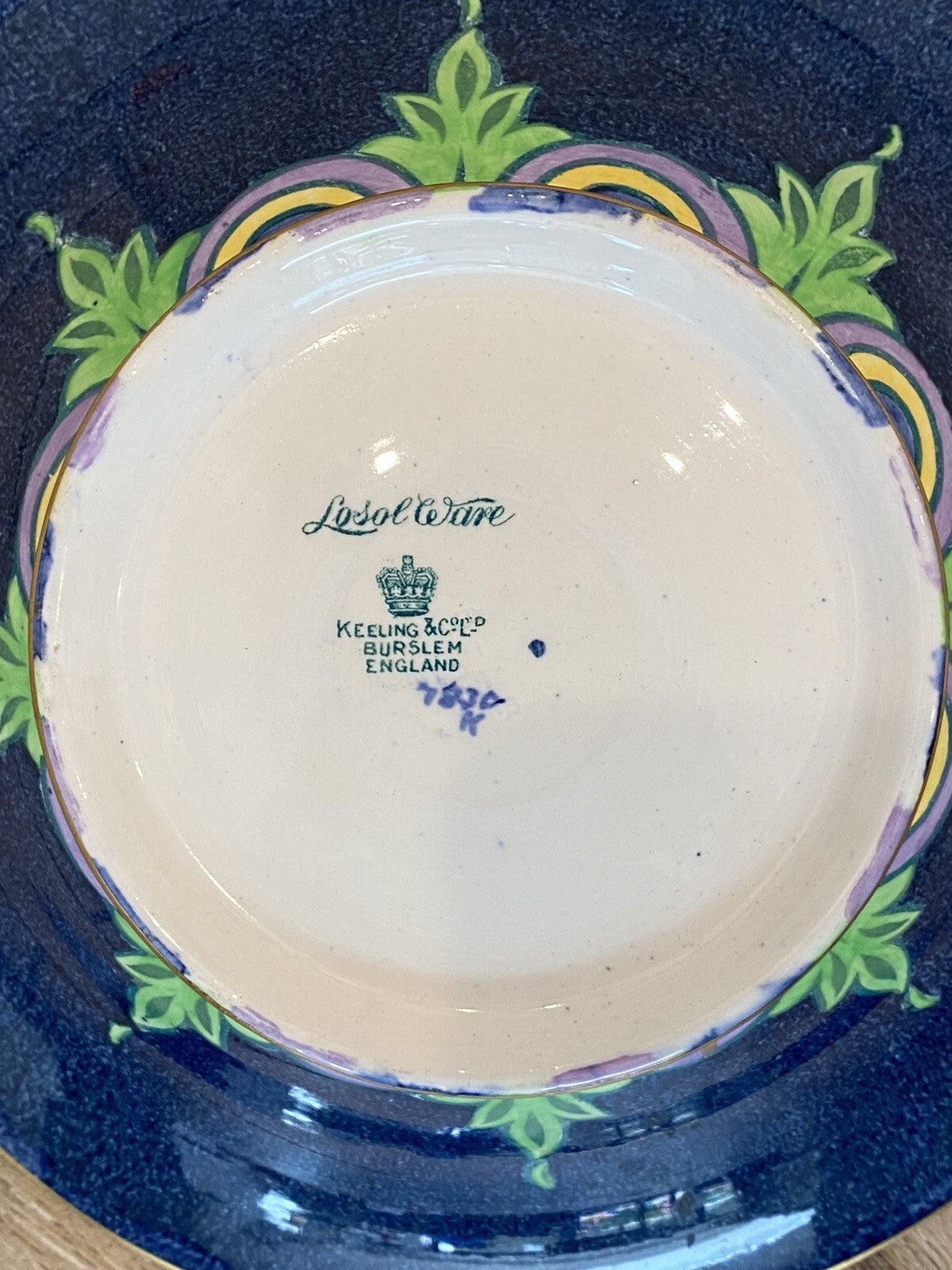 Art Deco Keeling & Co Ltd Losol Ware Bowl Circa 1920 Hand Painted Porcelain