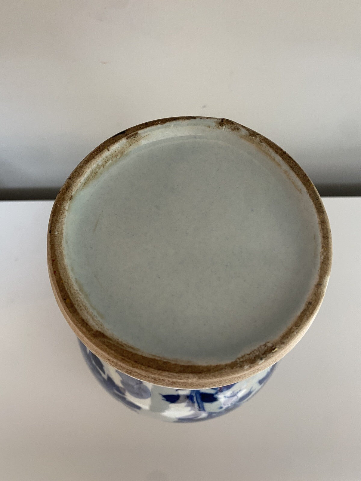 Chinese Antique Qing Dynasty Blue White Porcelain Vase Asian Ceramic Baluster
