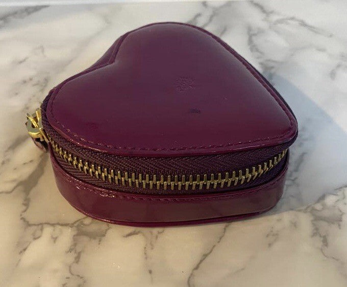 Authentic Valentines Day Mulberry Plaid Leather Heart Shaped Ring Box Designer