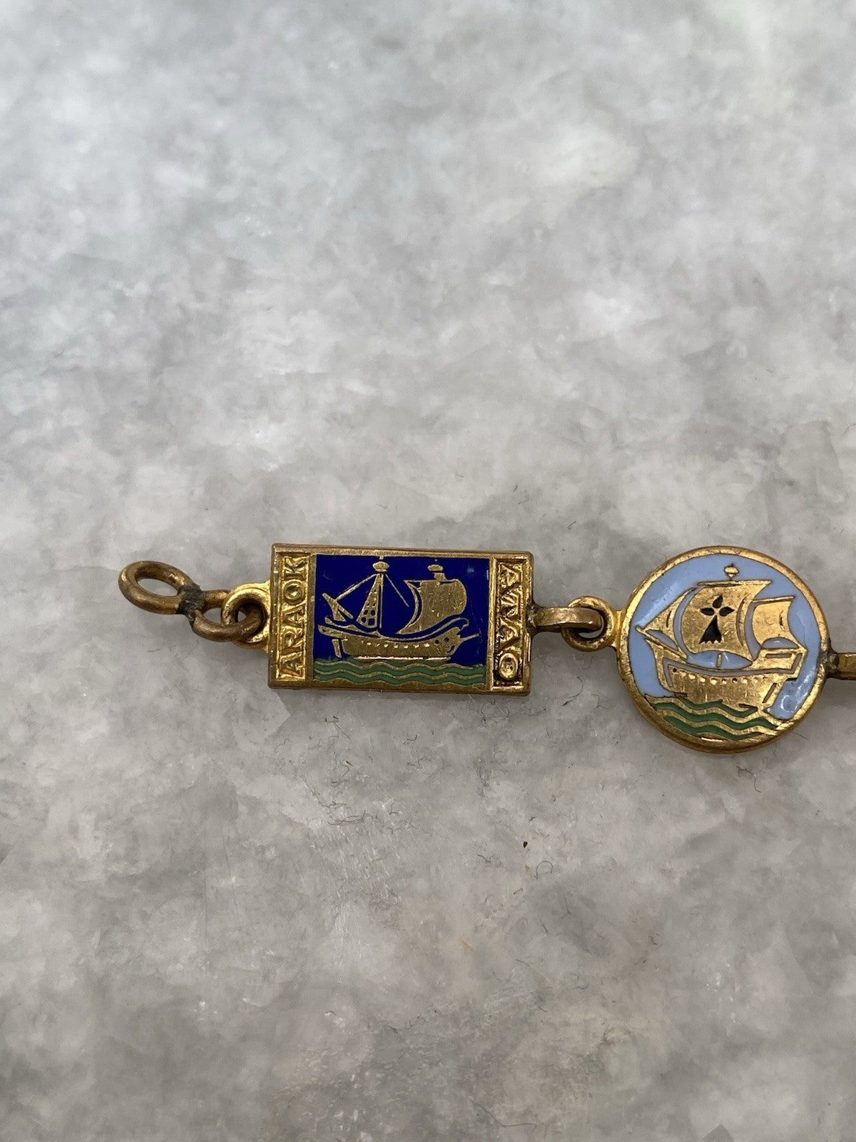 Rare Art Deco Kelt Studio Creston Celtic Enamel Bracelet Ship Boat French France