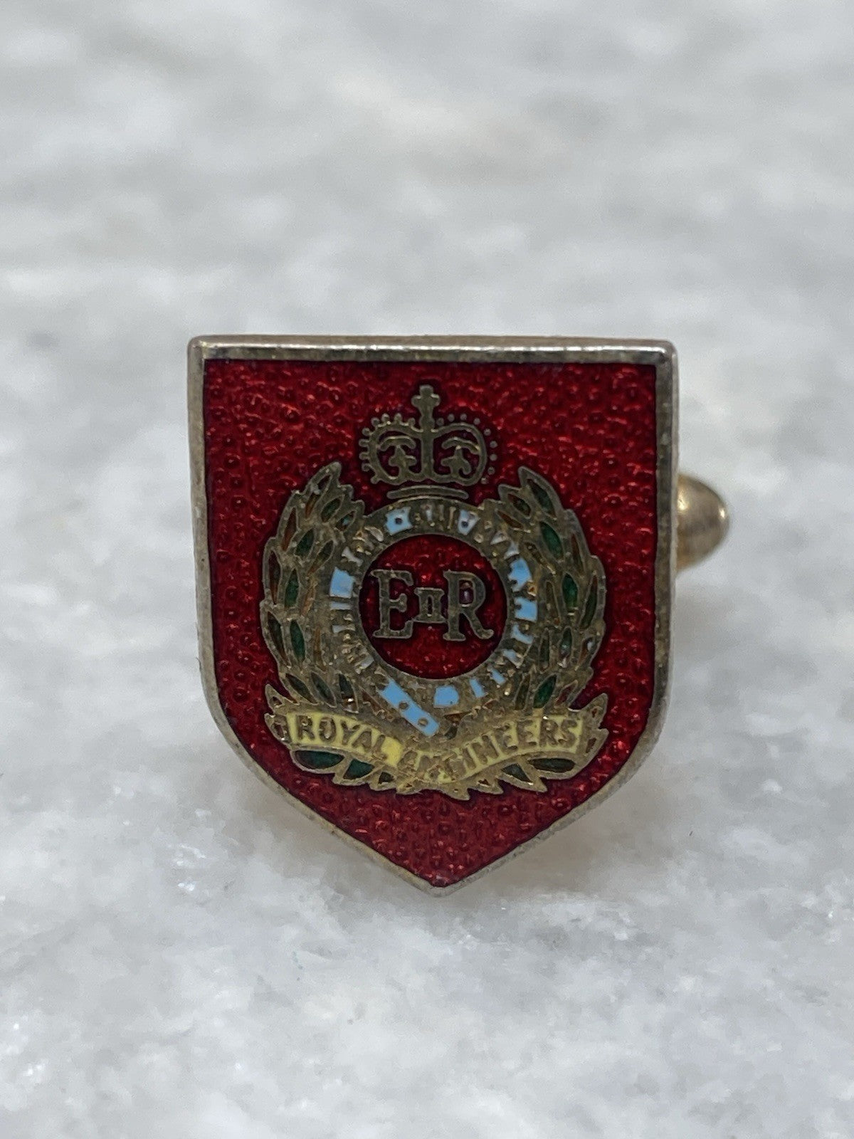 Vintage Pair Of Gold Plated Enamel Royal Engineers Military Regiment Cufflinks