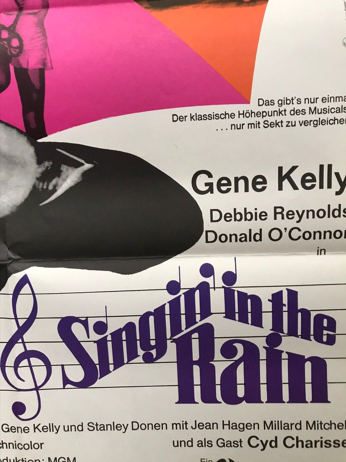 Orig Vintage Film Movie Poster Singin' in the Rain German Gene Kelly Cinema
