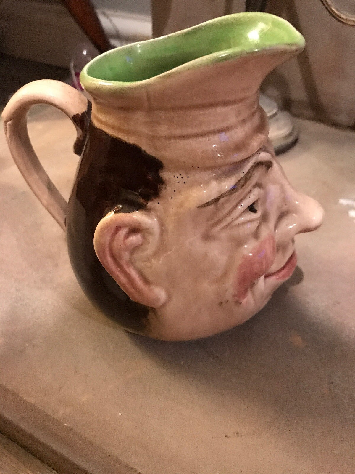 Antique Staffordshire English 19th Century Toby Jug Full Face Ceramic Pottery