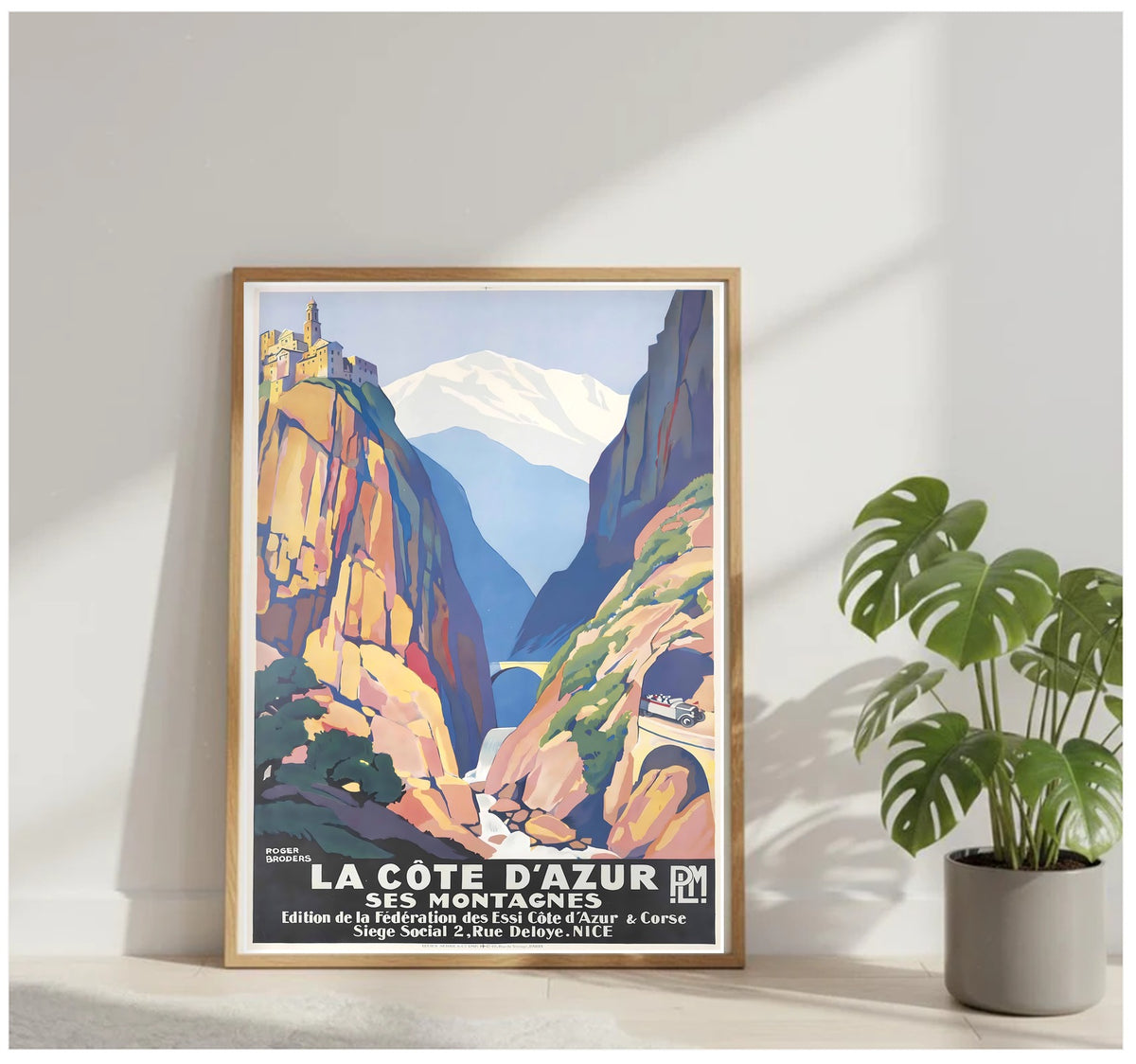Roger Broders La Côte d’Azur Ses Montagnes - French PLM Railway Art Deco Travel Poster Print