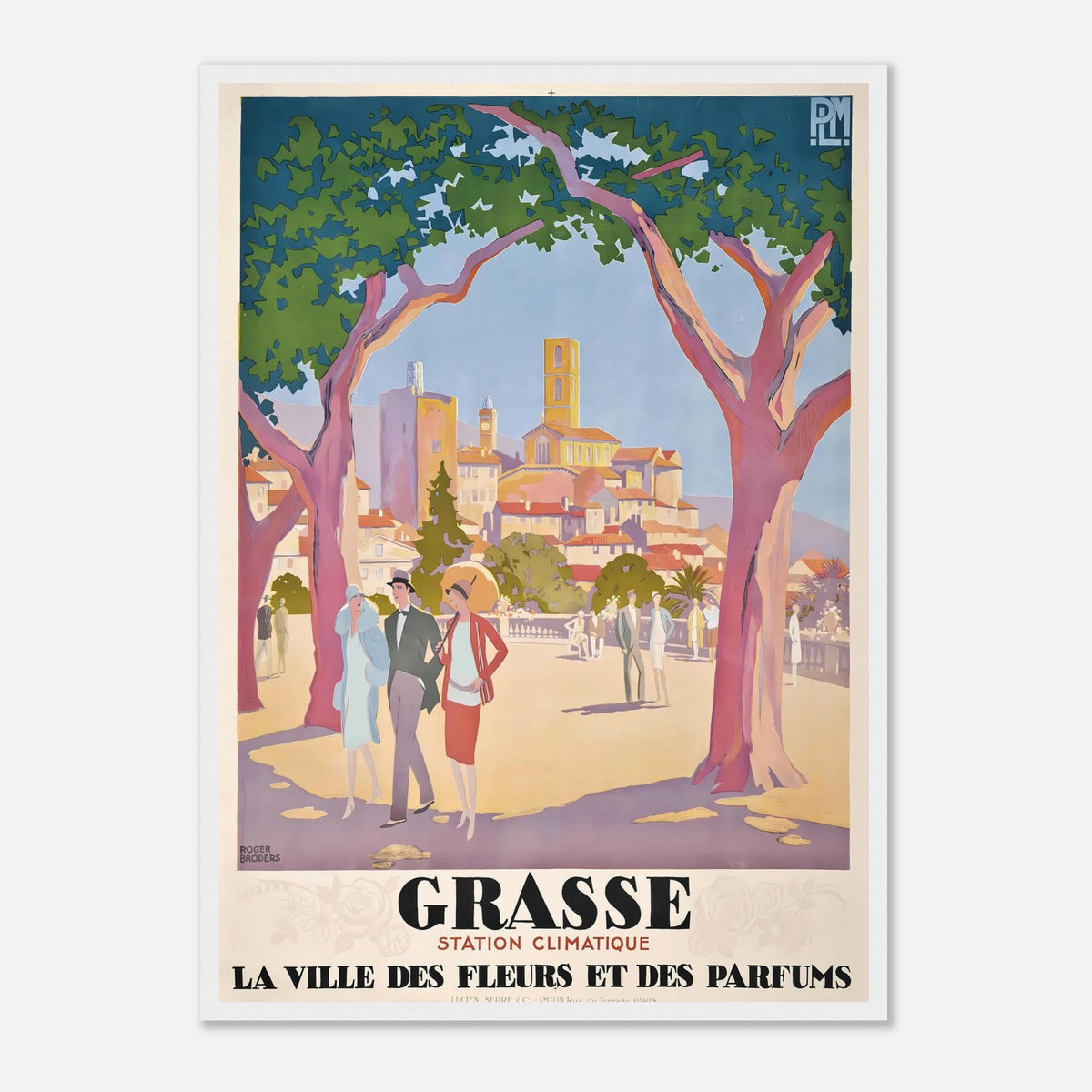 Roger Broders Grasse City of Flowers - French PLM Railway Art Deco Travel Poster Print