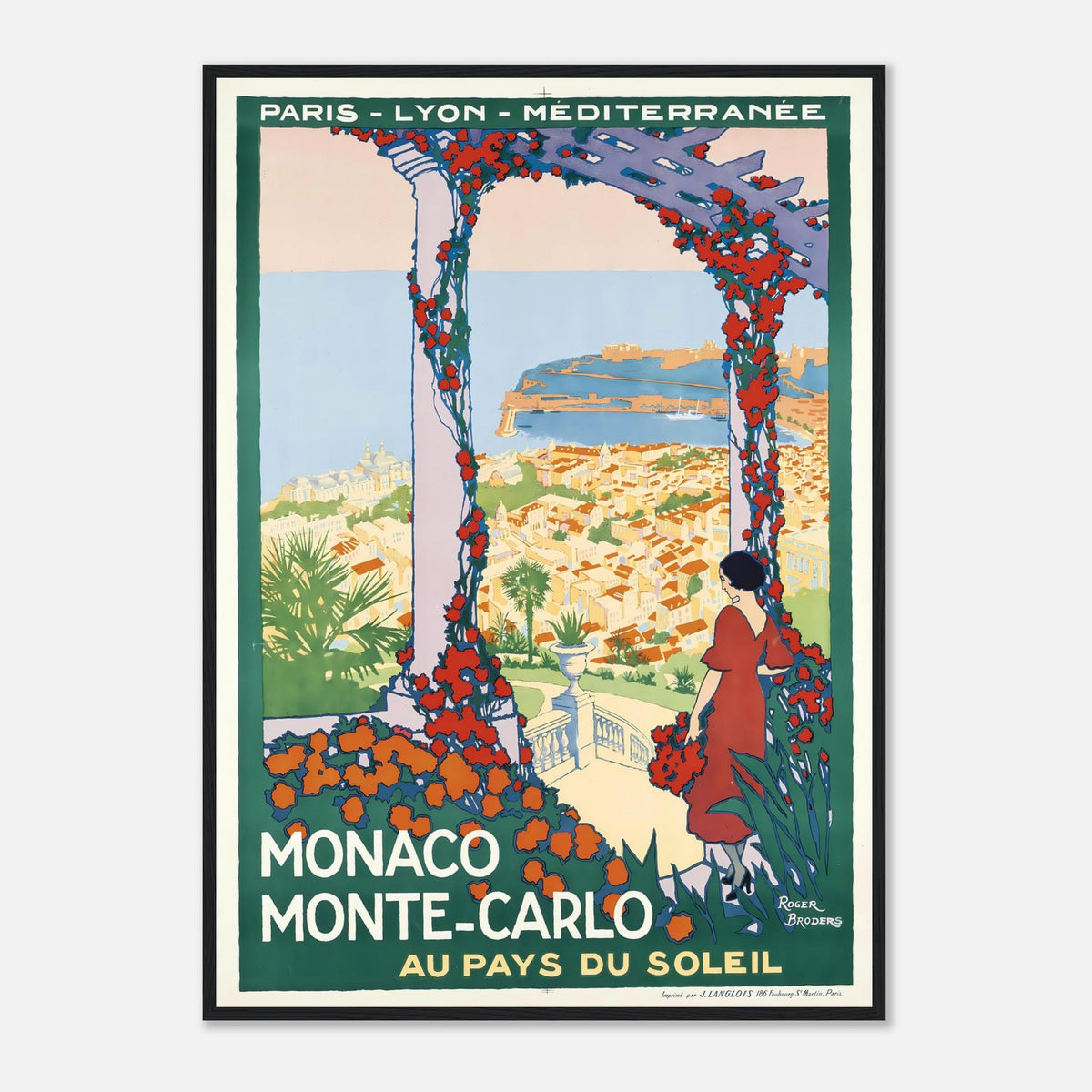 Roger Broders Monaco Monte-Carlo Au Pays du Soleil - French PLM Railway Art Deco Travel Poster Print