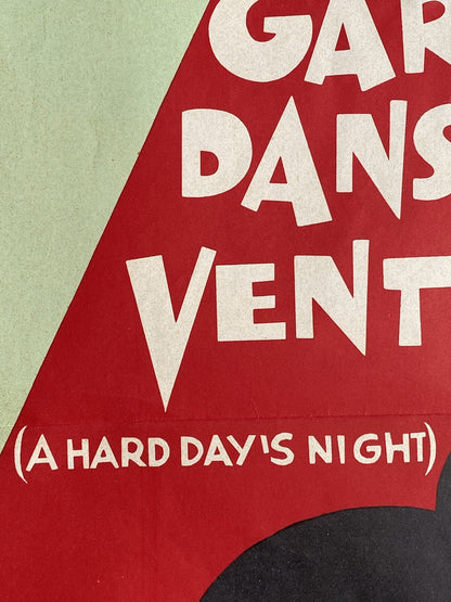 Rare Original Vintage A Hard Days Night Beatles French Film Movie Poster Affiche