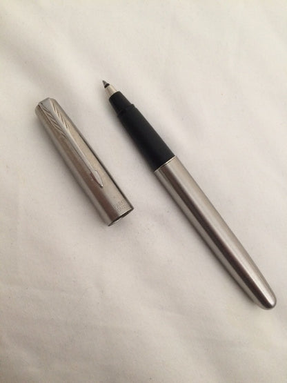 Vintage Parker Frontier Ball Point Pen Silver Chrome