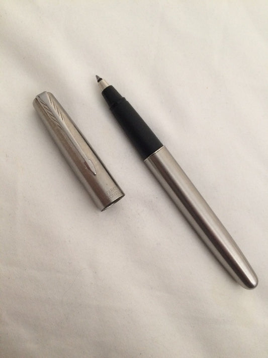 Vintage Parker Frontier Ball Point Pen Silver Chrome