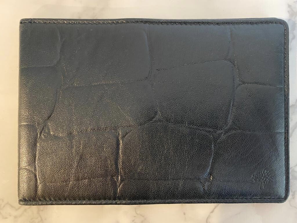 Mulberry Black Leather Moc Croc Crocodile Holder Designer Luxury