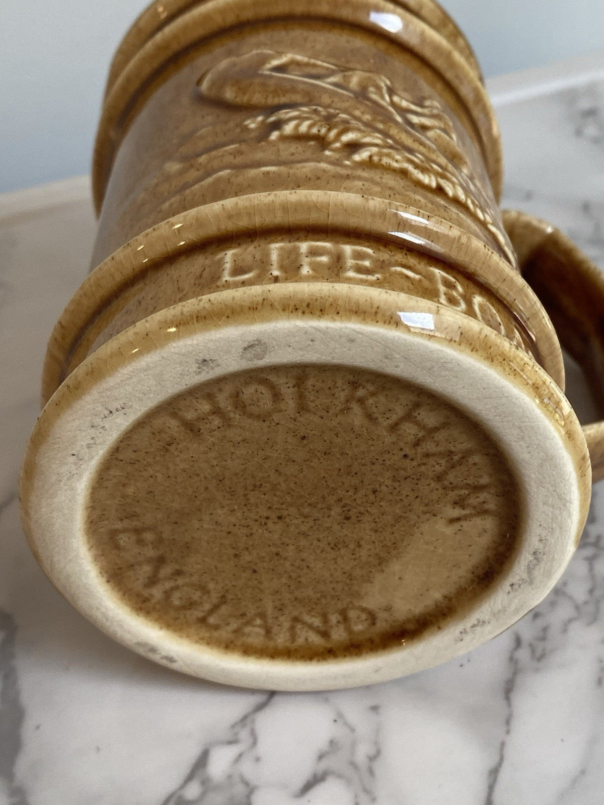 Holkham Pottery Commemorative Half Pint Tankard Mug RNLI Inshore Lifeboat Vtg