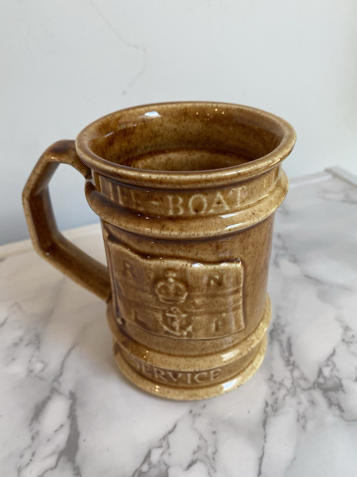Holkham Pottery Commemorative Half Pint Tankard Mug RNLI Inshore Lifeboat Vtg