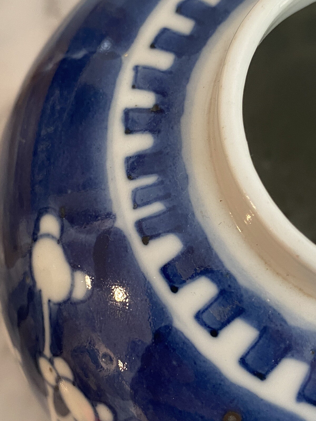 Antique Chinese Blue And White Prunus Ginger Jar Kangxi Double Ring Mark Asian