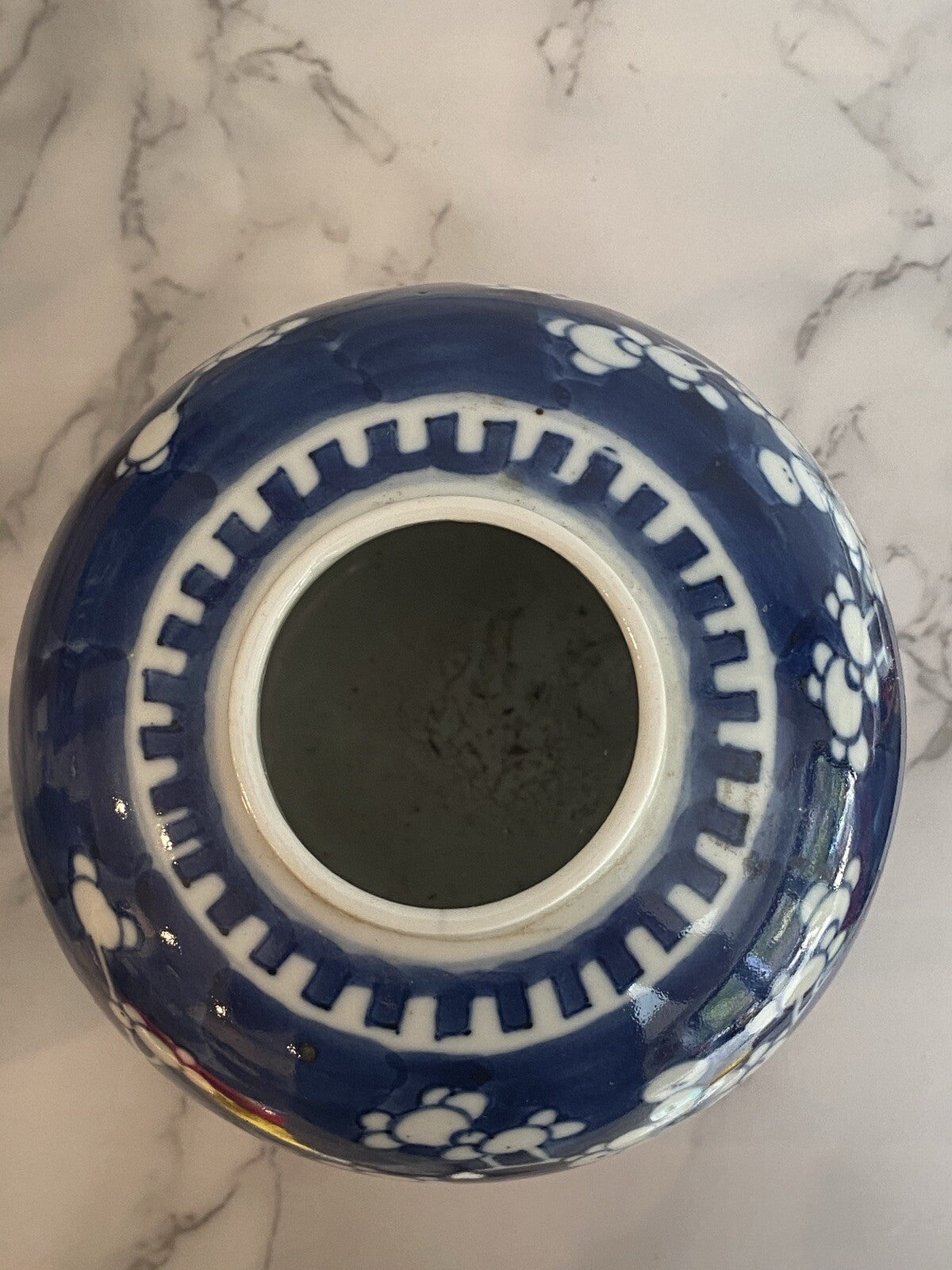 Antique Chinese Blue And White Prunus Ginger Jar Kangxi Double Ring Mark Asian