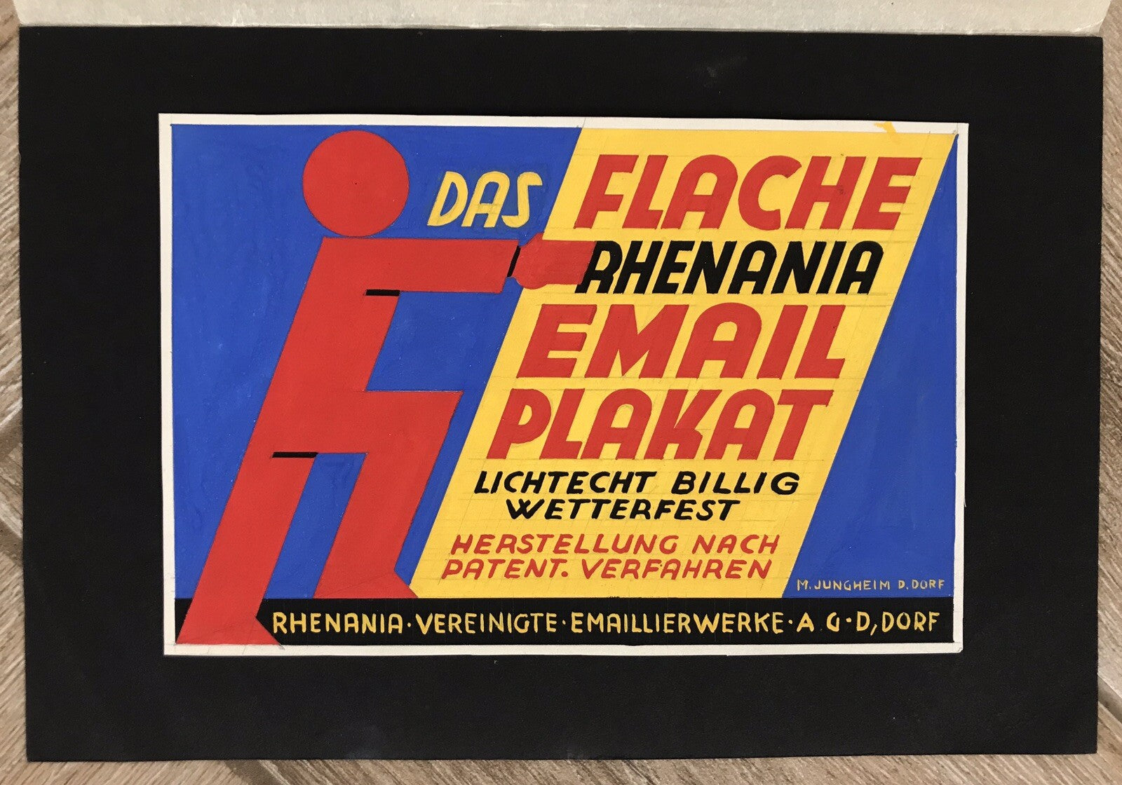 Original Vintage Hand Painted Poster Maquette Design Jungheim Art Deco German