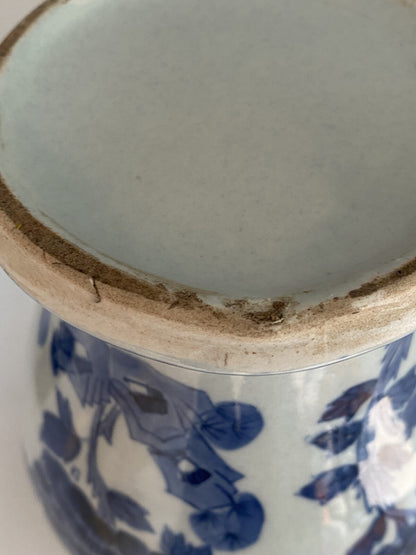 Chinese Antique Qing Dynasty Blue White Porcelain Vase Asian Ceramic Baluster