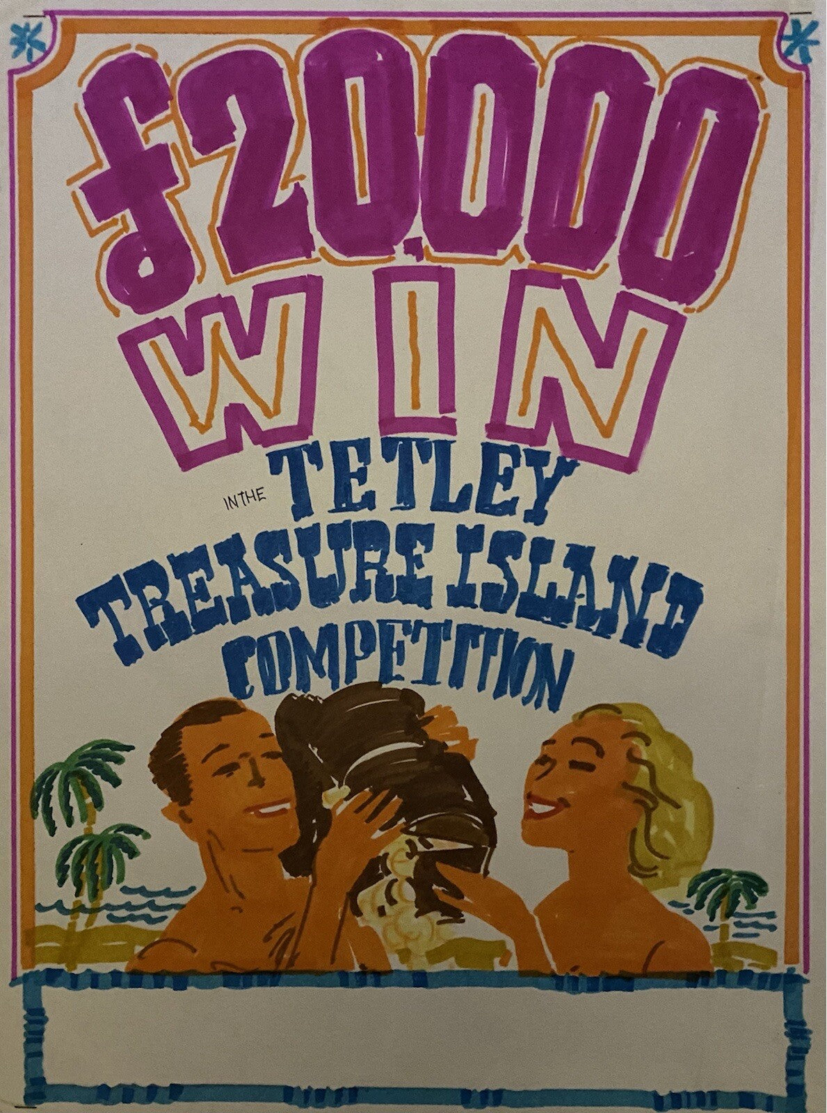 Original Vintage Hand Painted Advertising Poster Design Tetley Tea W Owen Ward