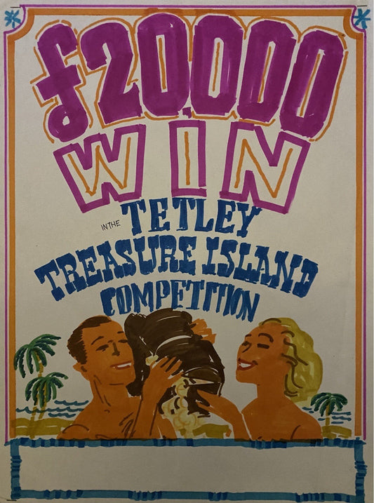 Original Vintage Hand Painted Advertising Poster Design Tetley Tea W Owen Ward
