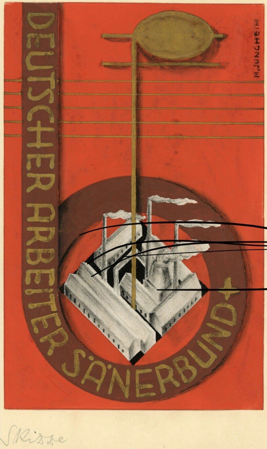 Original Vintage Hand Painted Poster Maquette Design Michael Jungheim Art Deco